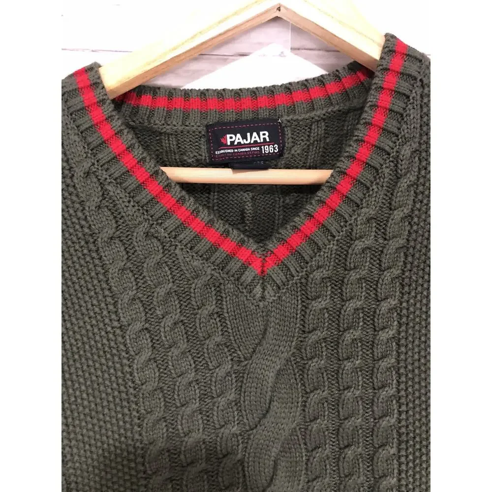 Pajar Canada Sweater Mens Small Cable Knit Green Pullover Sweatshirt N77